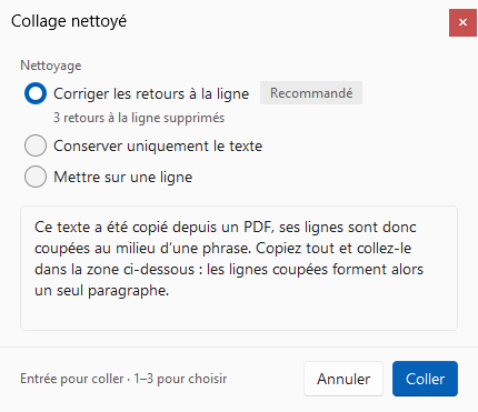 Fenêtre principale de PasteFit